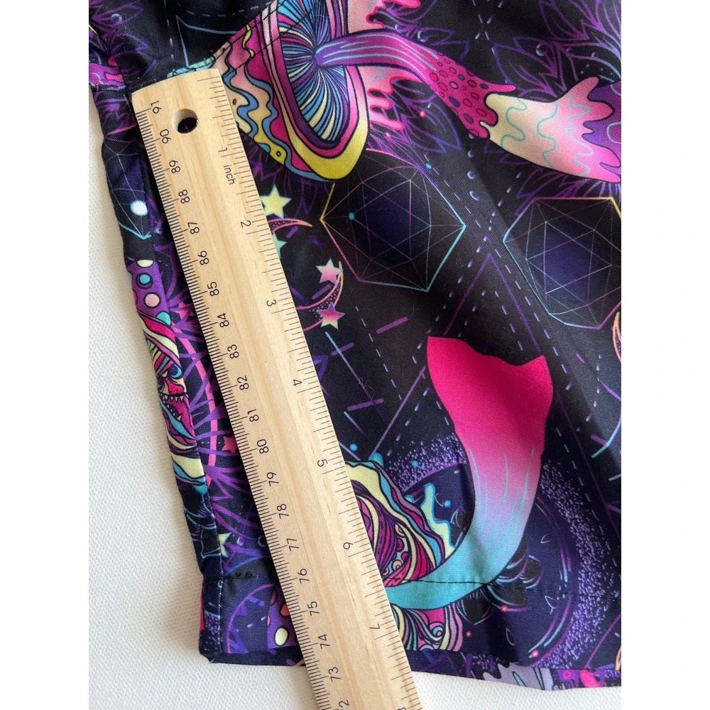 KRONIC Prints Drill Swim Trunks Shorts L Psychedelic Trippy Shroom Festival